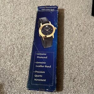 Vintage Bienali Genuine Diamond Watch with Leather Band Classique Quartz